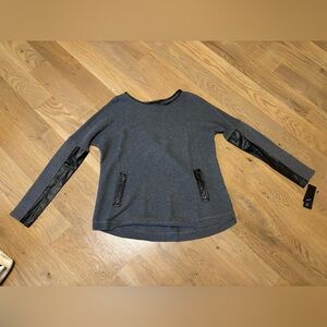 Gray Sweater with Black Leather Accents NWT BCX size small